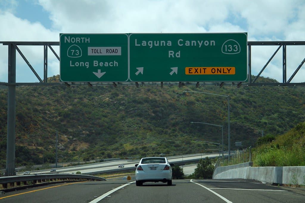 CA73 North Ramp at Split for CA133 Laguna Canyon Road