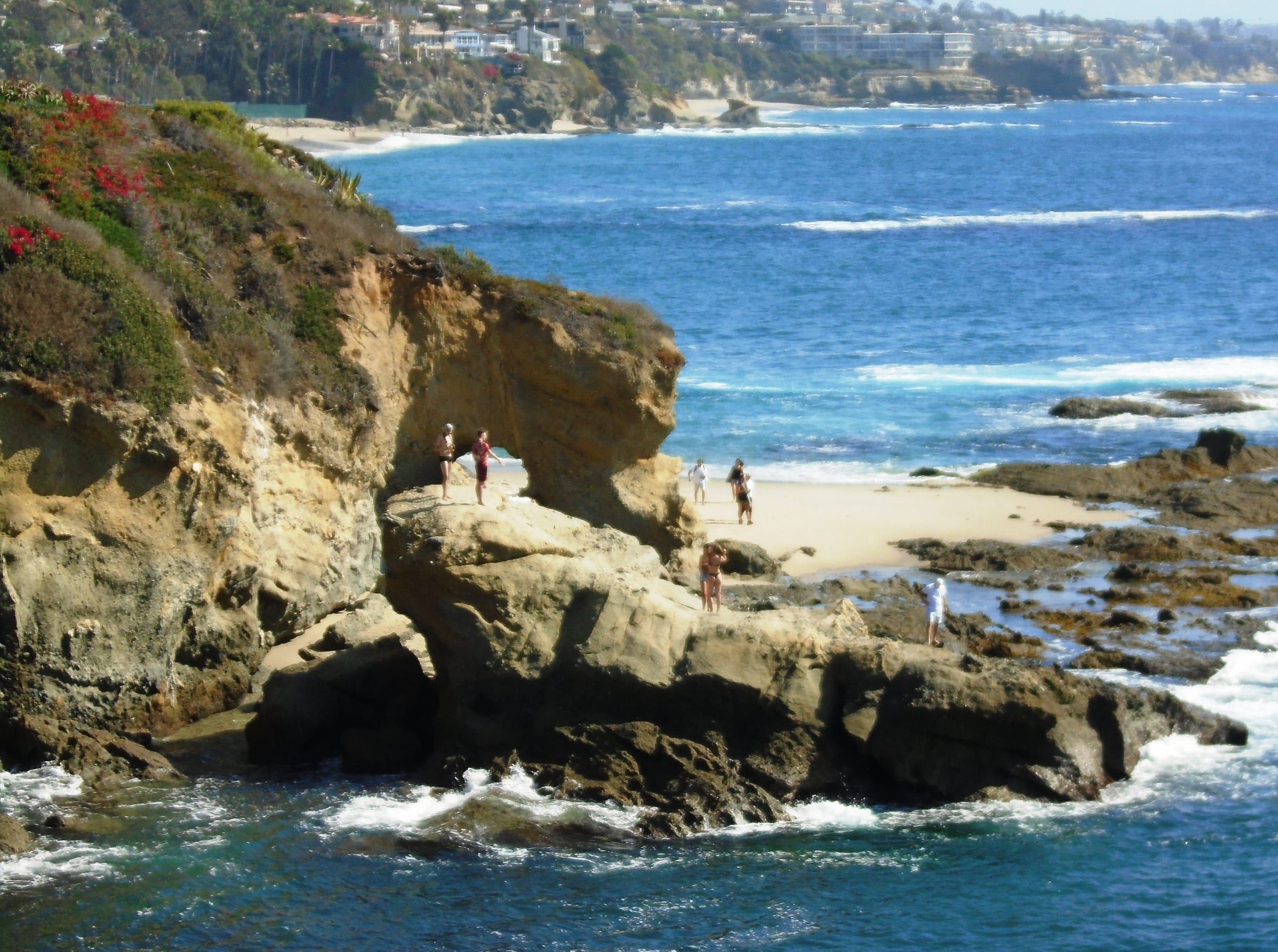 Natural rock archway at the north end of Treasure Island Beach